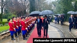 Predsednici Hrvatske i Crne Gore, Zoran Milanović (levo) i Jakov Milatović, tokom zvanične posete Podgorici, mart 2026. 