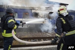Trenul ucrainean lovit de o dronă rusească în apropierea frontierei cu Polonia, 13 septembrie 2026.