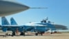 Avioane Su-27 ale Forțelor Aeriene Ucrainene pe aerodromul militar din Myrhorod, 14 iulie 2021.
