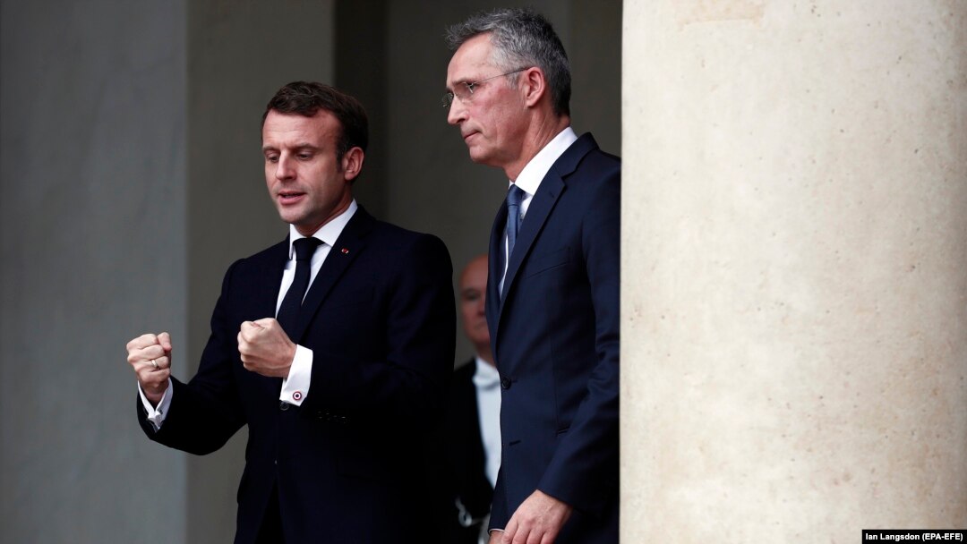 rancuski predsjednik Emmanuel Macron sa generalnim sekretarom NATO-a Jensom Stoltenbergom 