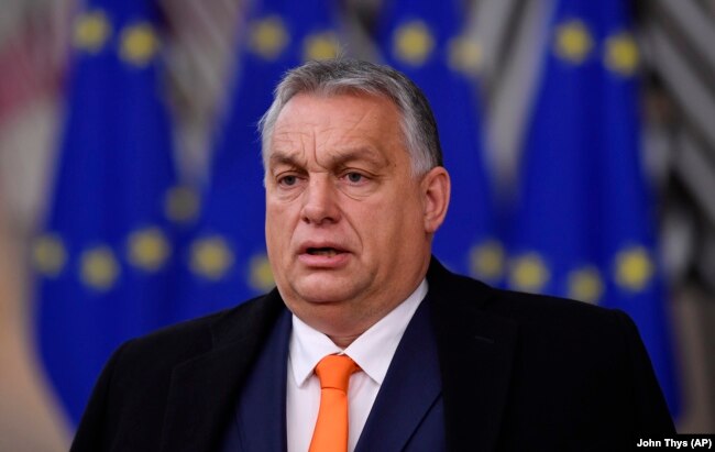 Hungarian Prime Minister Viktor Orban arrives for an EU summit at the European Council building in Brussels in Decemer 2020.