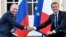 Ֆրանսիայի նախագահ Էմանյուել Մակրոն և Ռուսաստանի նախագահ Վլադիմիր Պուտին, Բրեգանսոն, 19-ը օգոստոսի, 2019թ․