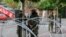 Members of the NATO-led KFOR peacekeeping force stand guard in Zvecan, Kosovo, on June 2. 