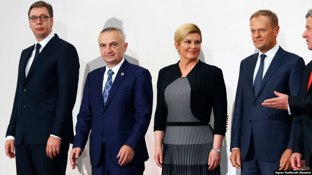 Aleksandar Vučić, Iljir Meta, Kolinda Grabar-Kitarović i Donald Tusk u Skoplju, 27. april