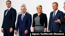 Aleksandar Vučić, Iljir Meta, Kolinda Grabar-Kitarović i Donald Tusk u Skoplju, 27. april