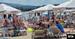 Tourists at a Bulgarian beach resort