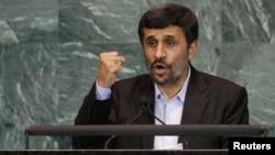 Iran's President Mahmud Ahmadinejad addresses the UN General Assembly.