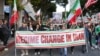 Thousands of people marched in a rally against the Iranian regime in Los Angeles on January 18.