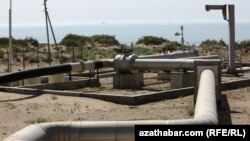 A natural gas pipeline by the Caspian Sea in Turkmenistan (file photo)