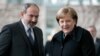 GERMANY -- German Chancellor Angela Merkel, right, welcomes Armenian Prime Minister Nikol Pashinian for a meeting at the chancellery in Berlin, February 1, 2019