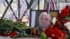 A makeshift memorial set up after the death of Yevgeny Prigozhin in Moscow.