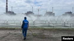 International Atomic Energy Agency (IAEA) experts visit the Zaporizhzhya nuclear power plant in June.