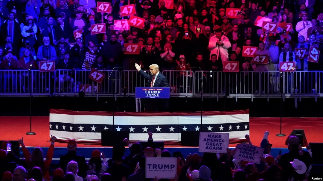 Președintele ales al SUA, Donald Trump, în timpu unui miting la Washington. 19 ianuarie 2025.