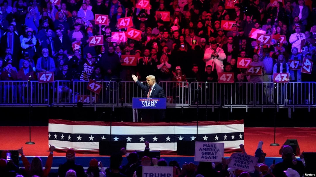 U.S. President-elect Donald Trump speaks during a rally in Washington on January 19.