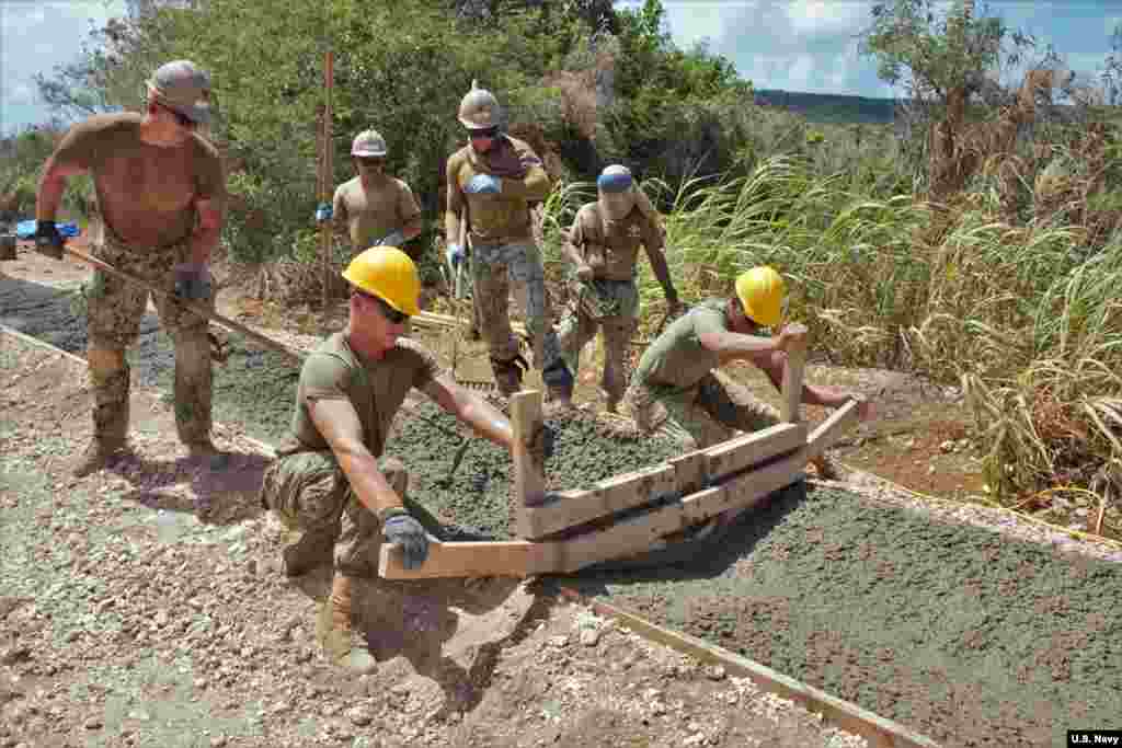US military engineers building a road on Tinian Island.The rehabilitation of Tinian’s North Field is the latest phase of the small island’s outsized role in military history.