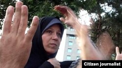 Faezeh Hashemi Rafsanjani at a rally in Tehran after the disputed presidential election in June 2009