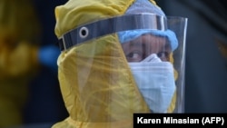 A medical worker in Yerevan (file photo)