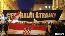 Марш протеста безработице в Загребе, Хорватия, 14 марта 2011