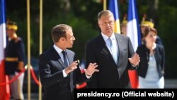 Preşedintele francez Emmanuel Macron şi omologul său român Klaus Iohannis, Bucureşti, 24 august 2017