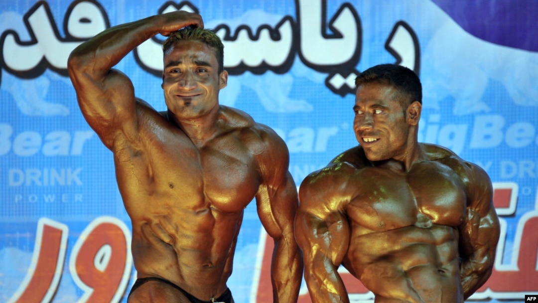 Afghan bodybuilders perform during a Mr. Afghanistan competition in Kabul in 2012.