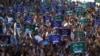 Supporters of hard-line Pakistani Sunni groups shout slogans during an anti-Shiite demonstration in Karachi on September 20.