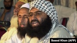 Masood Azhar (right) is head of the Jaish-e-Mohammad (JeM) militant group. (file photo)