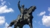 UKRAINE – Monument to cossack hetman Petro Konashevych-Sahaidachny at Kontraktova Square in Kyiv