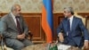 Armenia - President Serzh Sarkisian (R) meets with EU envoy Philippe Lefort in Yerevan, 12Sept2012.