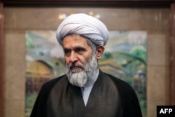 Hossein Taeb, former head of the intelligence apparatus of the Islamic Revolutionary Guards Corps (IRGC), looks on during a meeting in Tehran in June 2018.