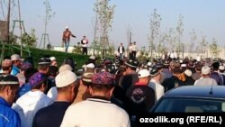 FILE: Worshippers leave a mosque after offering Eid al-Adha prayers in Uzbekistan.