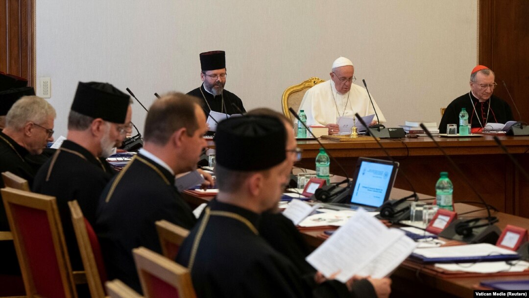 Під час дводенної зустрічі папи Римського Франциска з ієрархами Української греко-католицької церкви (УГКЦ). Ватикан, 5 липня 2019 року