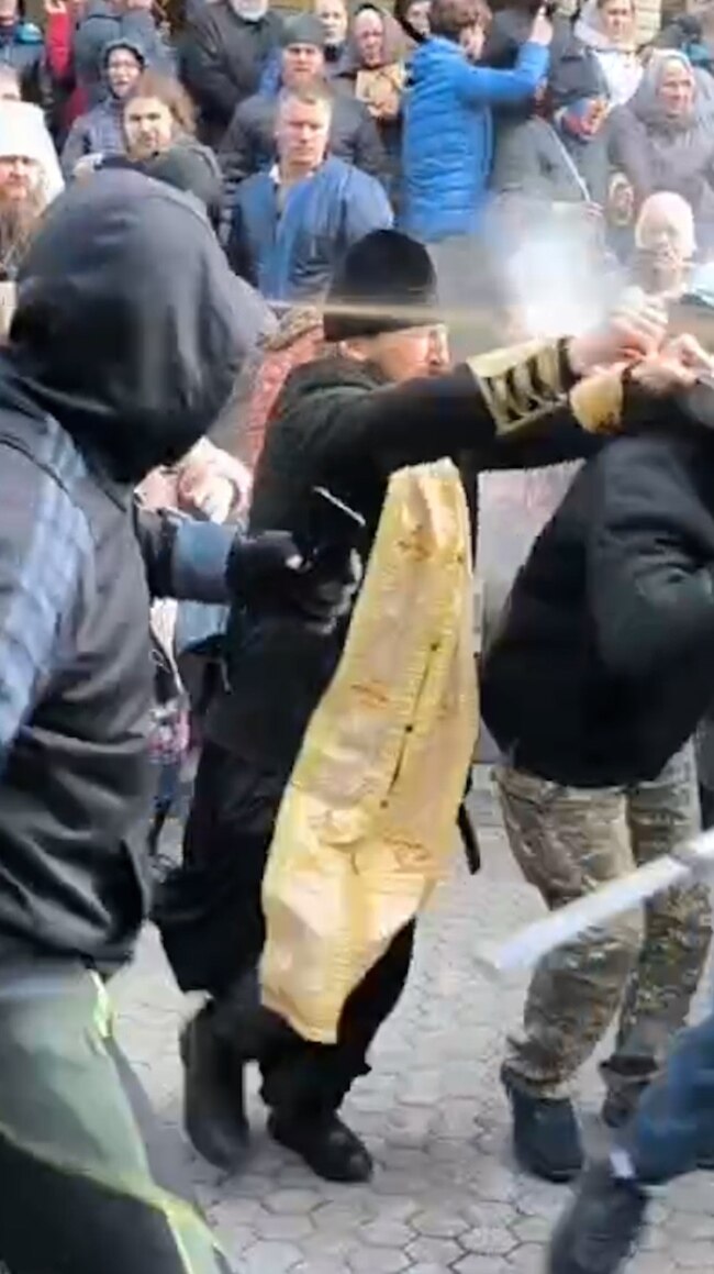 Worshippers Of Rival Orthodox Churches Clash For Control Of Ukrainian Cathedral