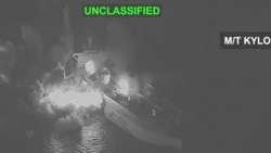 This screen grab released by CENTCOM on September 5 shows what it said were strikes on oil tankers linked to Iran's IRGC. 