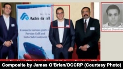 ابوالفضل شمخانی (راست و وسط در عکس سمت چپ). او در عکس چپ به عنوان حسن شمخانی معرفی شده است