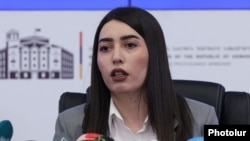 Armenia - Interior Minister Arpine Sargsian speaks during a news conference in Yerevan, January 16, 2025.